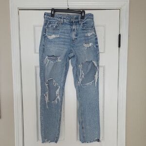 American Eagle Outfitters Ripped Blue Boyfriend Jeans Size 6